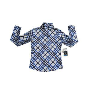 NWT IBKUL Long Sleeve Zip Mock Neck Sonika Top XS Blue Golf Performance UPF50